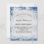 Birthday Silver Blauw Glitter-budgetuitnodiging (Voorkant)