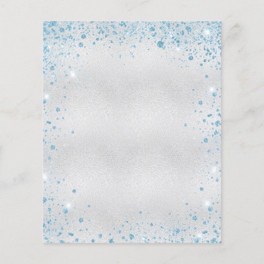 Birthday Silver Blauw Glitter-budgetuitnodiging Flyer (Achterkant)