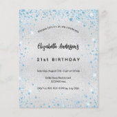 Birthday Silver Blauw Glitter-budgetuitnodiging Flyer (Voorkant)