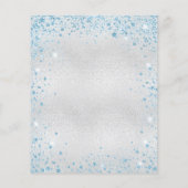 Birthday Silver Blauw Glitter-budgetuitnodiging Flyer (Achterkant)