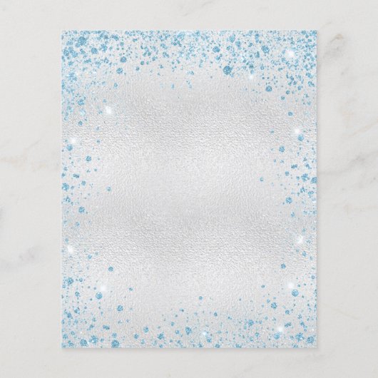 Birthday Silver Blauw Glitter-budgetuitnodiging Flyer (Achterkant)