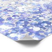 Birthday Silver Blauw Glitter Name Welkom Poster (Hoek)