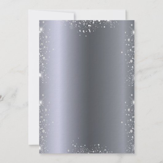 Birthday Silver Blauwe Filmfloraal luxe Kaart (Achterkant)