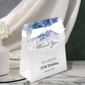 Birthday Silver Blauwe Filmflorals glitter bedankt Bedankdoosjes