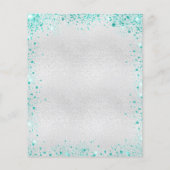 Birthday Silver blauwgroen glitter-budgetuitnodigi Flyer (Achterkant)