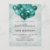 Birthday Silver blauwgroen glitter Dopter Briefkaart (Voorkant)