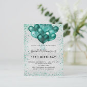 Birthday Silver blauwgroen glitter Dopter Briefkaart (Staand voorkant)