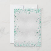 Birthday Silver blauwgroen glitterstofballonnen Kaart (Achterkant)