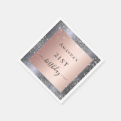 Birthday Silver Blush roos Gold gliter stof Servet (Hoek)