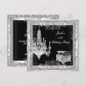 Birthday Silver Chandelier White Black Kaart (Voorkant / Achterkant)