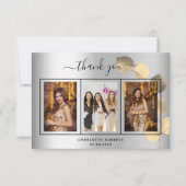 Birthday Silver Eucalyptus Gold foto bedankt (Voorkant)