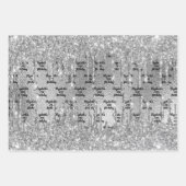 Birthday Silver Glitter druppelt metallisch monogr Inpakpapier Vel (Voorkant 2)