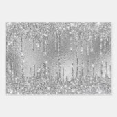 Birthday Silver Glitter druppelt metallisch monogr Inpakpapier Vel (Voorkant 3)