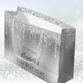 Birthday Silver Glitter druppelt naam op Groot Cadeauzakje
