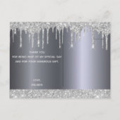Birthday Silver Glitter druppelt op Dank je Briefkaart (Achterkant)