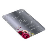 Birthday Silver glitter floral Save the Date Magneet (Rechterzijde)