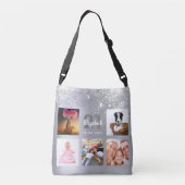 Birthday Silver Glitter Fotocollage monogram Crossbody Tas (Achterkant)