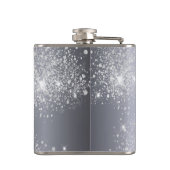 Birthday Silver Glitter Fotocollage naam Heupfles (Achterkant)