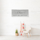 Birthday Silver Glitter Girly Modern Spandoek (Insitu)