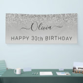 Birthday Silver Glitter Girly Modern Spandoek (Beurs)
