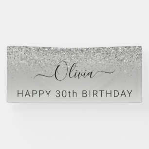 Birthday Silver Glitter Girly Modern Spandoek