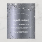 Birthday Silver Glitter glazen budget uitnodiging Flyer (Voorkant)
