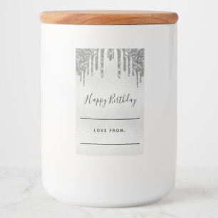 Birthday Silver Glitter home gebakken cadeautjes Voedselcontainer Etiket