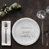 Birthday Silver Glitter-monogram voor gloeiend sto Papieren Bordje