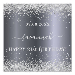 Birthday Silver Glitter-naamdecoratie Perfect Poster