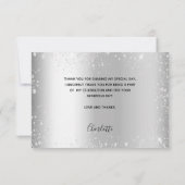 Birthday Silver Glitter sparkles foto glazuur Bedankkaart (Achterkant)