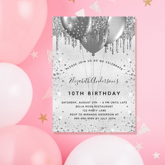Birthday Silver Glitter sparkles glamoureuze Kaart