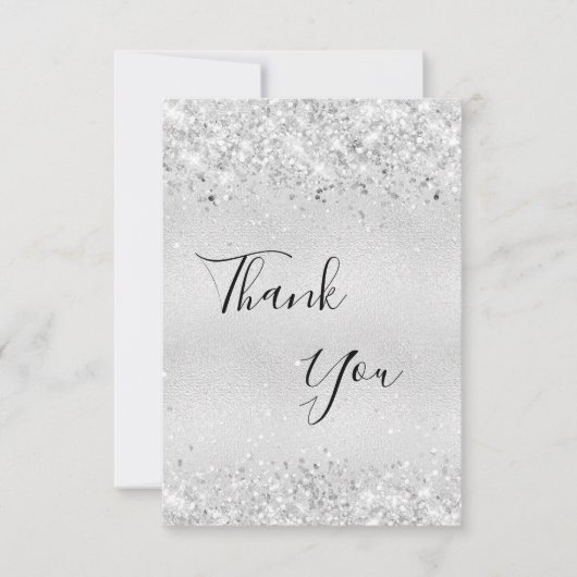 Birthday Silver Glitter-stof bedankt (Voorkant)