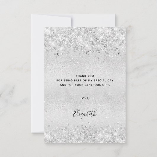Birthday Silver Glitter-stof bedankt (Achterkant)