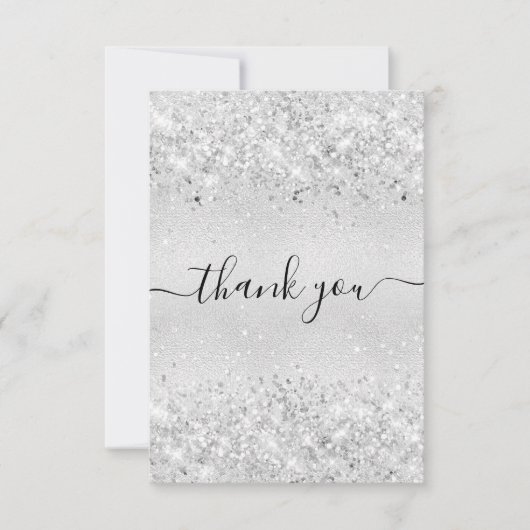 Birthday Silver Glitter-stof bedankt (Voorkant)