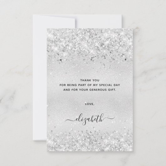 Birthday Silver Glitter-stof bedankt (Achterkant)