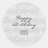 Birthday Silver Glitter stofkussen Ronde Sticker (Voorkant)