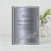 Birthday Silver Gold muzieknoten Kaart (Staand voorkant)