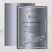 Birthday Silver Gold muzieknoten Kaart (Voorkant / Achterkant)