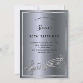 Birthday Silver Gold muzieknoten Kaart
