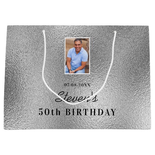 Birthday Silver man Groot Cadeauzakje (Voorkant)