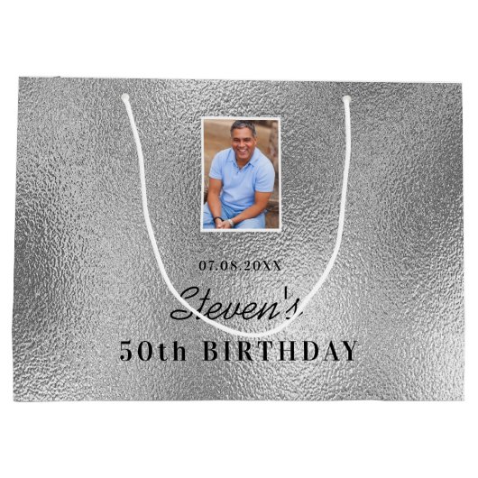 Birthday Silver man Groot Cadeauzakje (Achterkant)