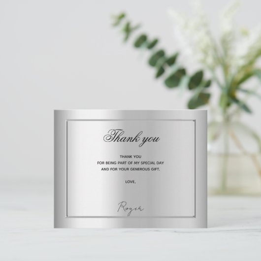 Birthday Silver mannen Bedankkaart (Staand voorkant)