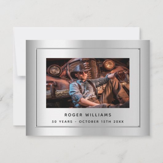 Birthday Silver mannen Bedankkaart (Achterkant)