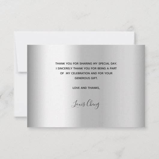 Birthday Silver mannen van het de mannetje van het Bedankkaart (Achterkant)