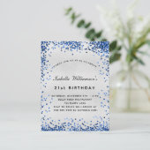 Birthday Silver Navy blue glitter Uitnodiging Briefkaart (Staand voorkant)
