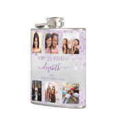 Birthday Silver paarse fotocollage vrienden Heupfles (Links)