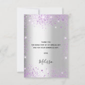 Birthday Silver paarse glitter elegant Bedankkaart (Achterkant)