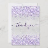 Birthday Silver paarse glitter stofdank je creditc Kaart (Voorkant)
