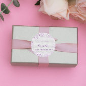Birthday Silver paarse glitter-stofnaamdatum Ronde Sticker