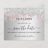 Birthday Silver roos glitter budget behalve datum Flyer (Voorkant)